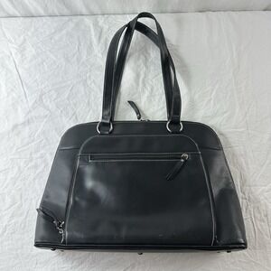 Franklin Covey Premium Black Leather Laptop Business Briefcase Hand Bag *read*